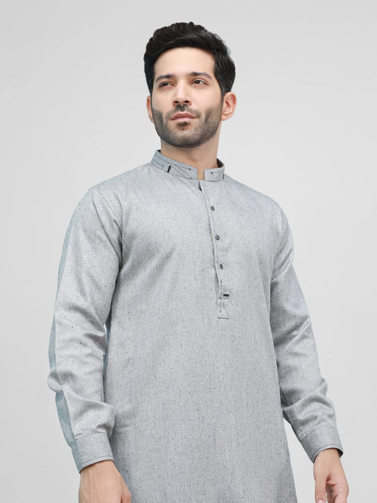 Men's Light Grey Shalwar Kameez - EMTSW21W-99127 - Image 2