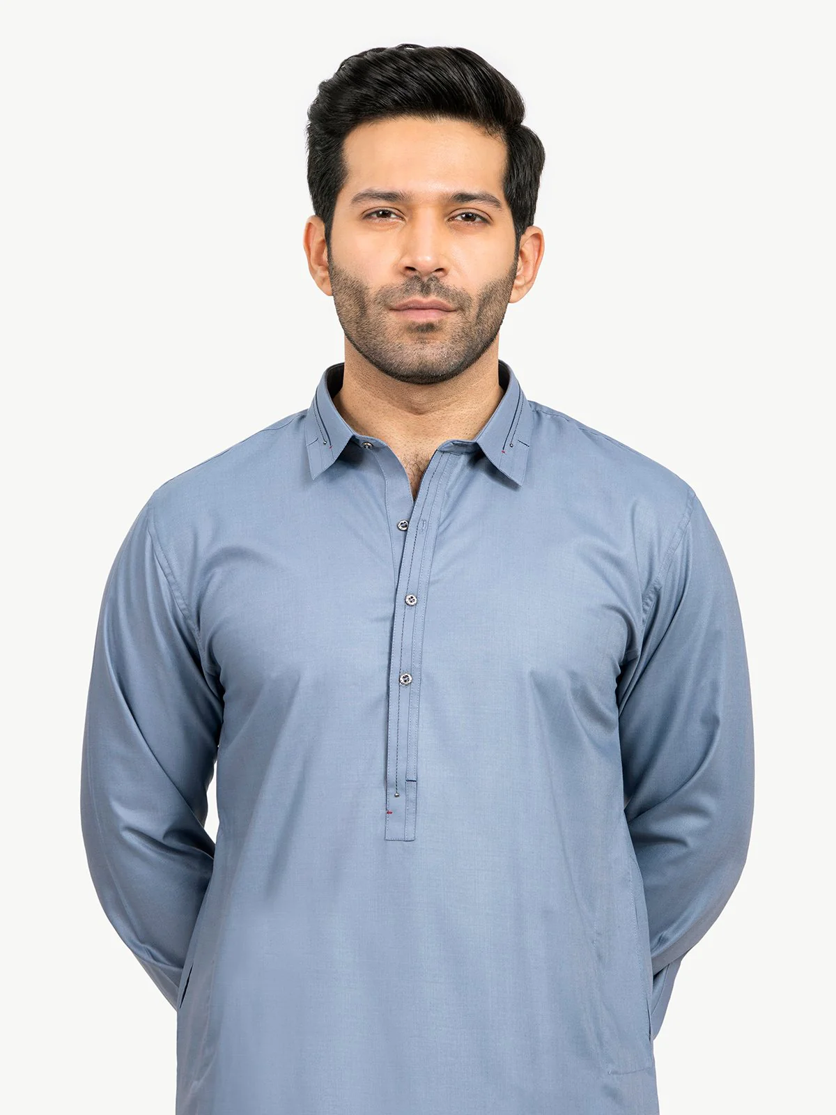 Men's Mid Blue Shalwar Kameez - EMTSW22S-99095 - Image 2