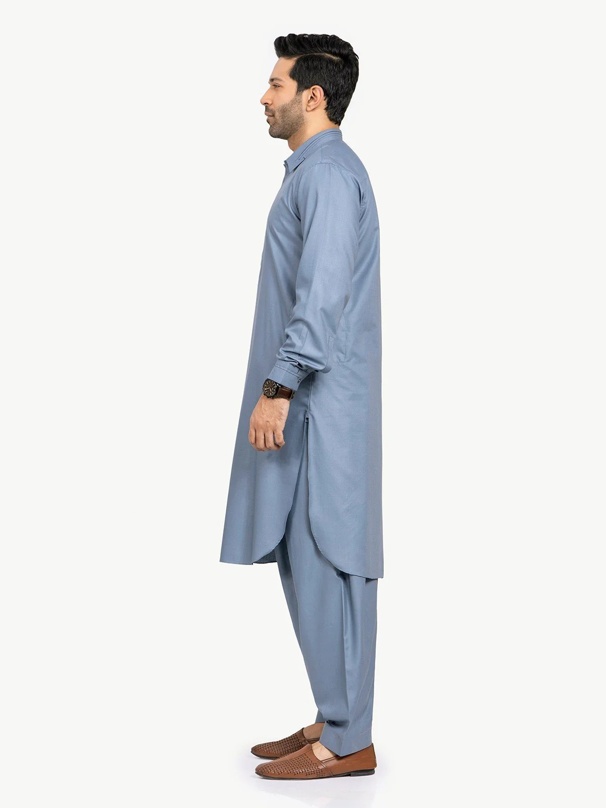 Men's Mid Blue Shalwar Kameez - EMTSW22S-99095 - Image 4