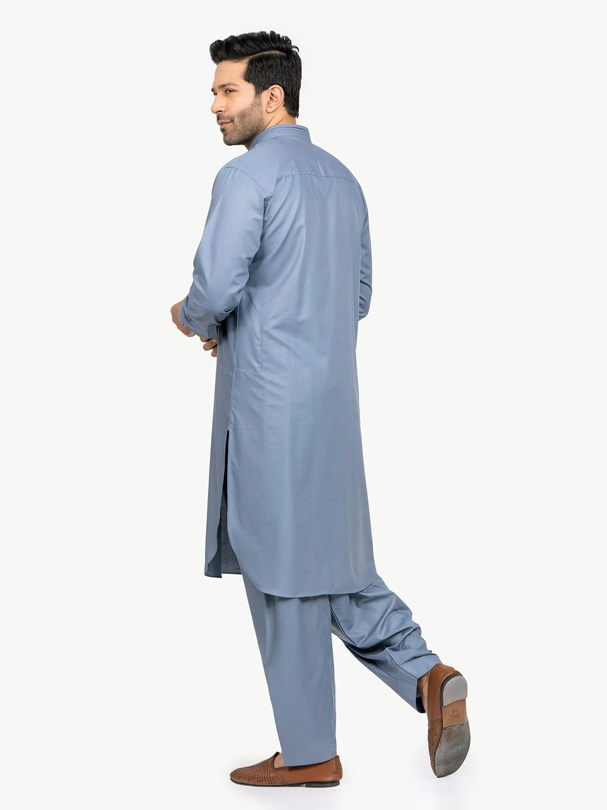 Men's Mid Blue Shalwar Kameez - EMTSW22S-99095 - Image 5