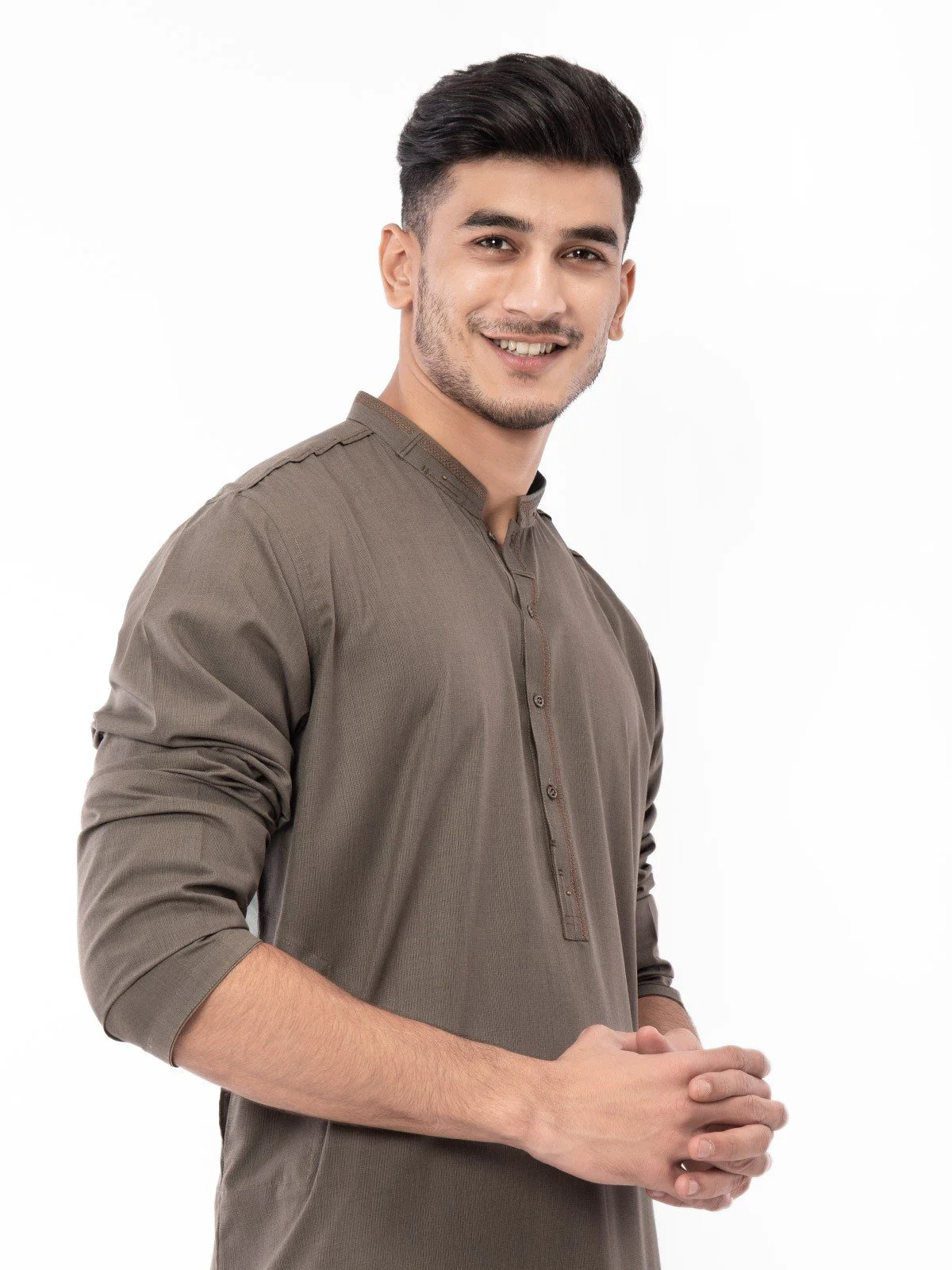 Men's Dark Olive Shalwar Kameez - EMTSW22S-99125 - Image 4
