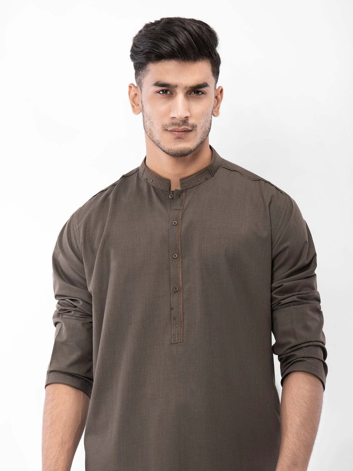 Men's Dark Olive Shalwar Kameez - EMTSW22S-99125 - Image 5