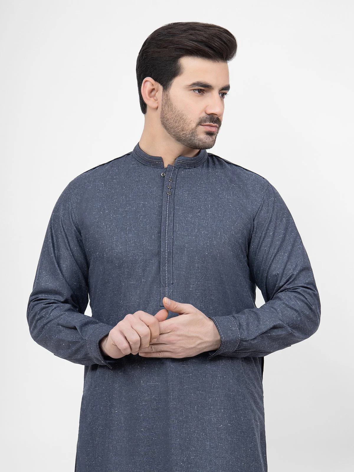 Men's Dark Navy Shalwar Kameez - EMTSW22S-99166 - Image 3