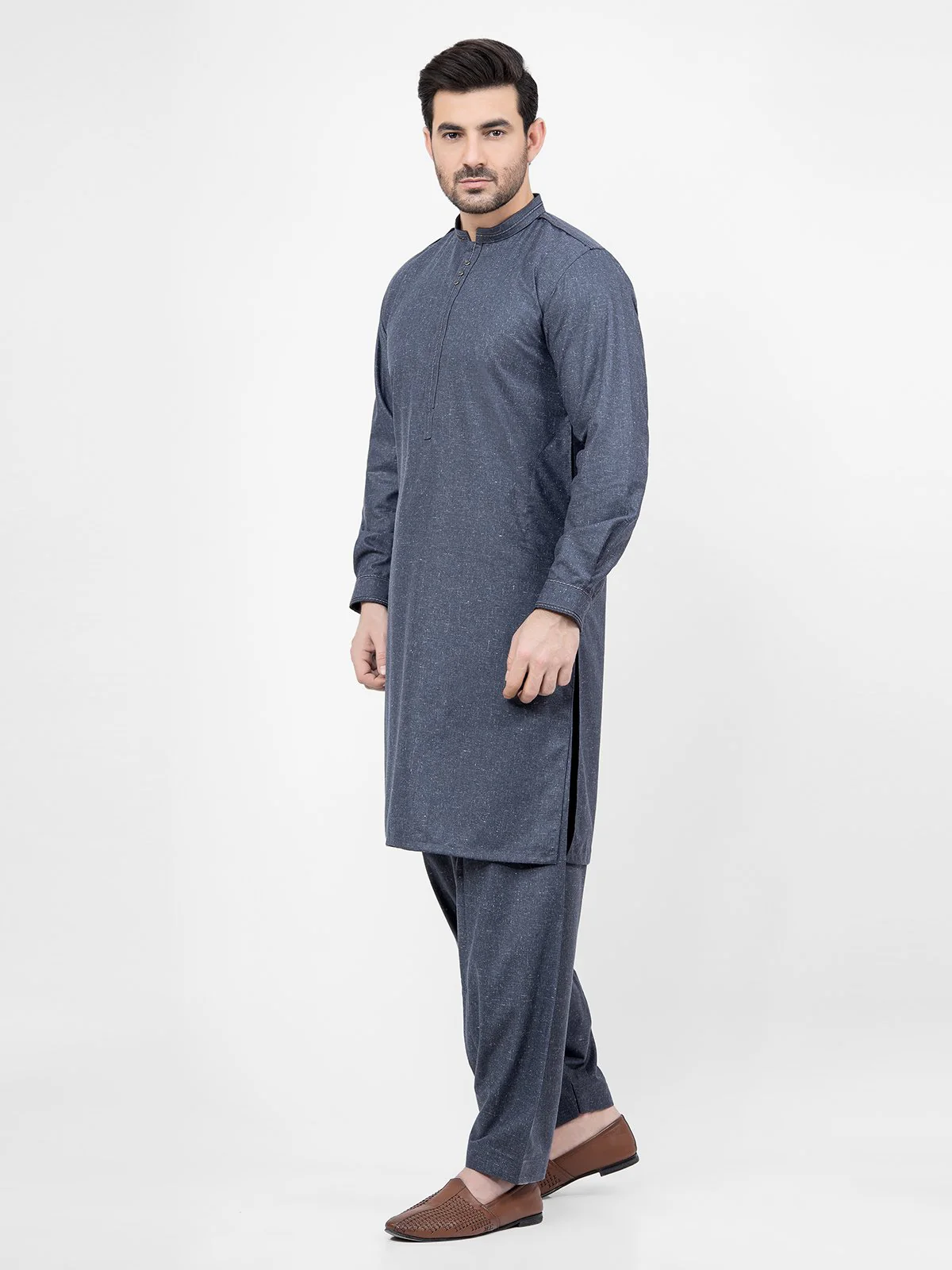 Men's Dark Navy Shalwar Kameez - EMTSW22S-99166 - Image 4