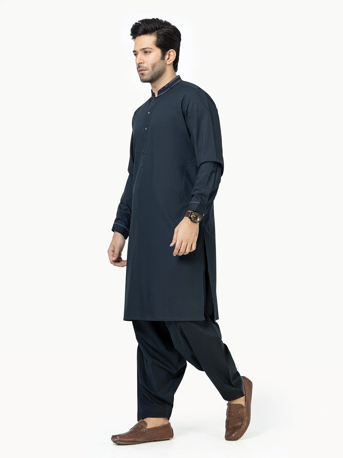 Men's Black Shalwar Kameez - EMTSW22S-99167 - Image 3