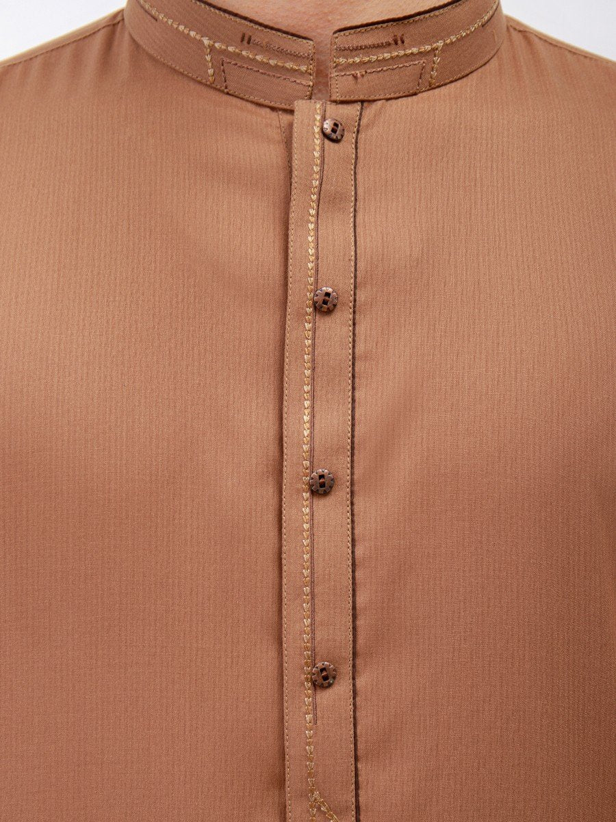 Men's Light Brown Shalwar Kameez - EMTSW22S-99171 - Image 3