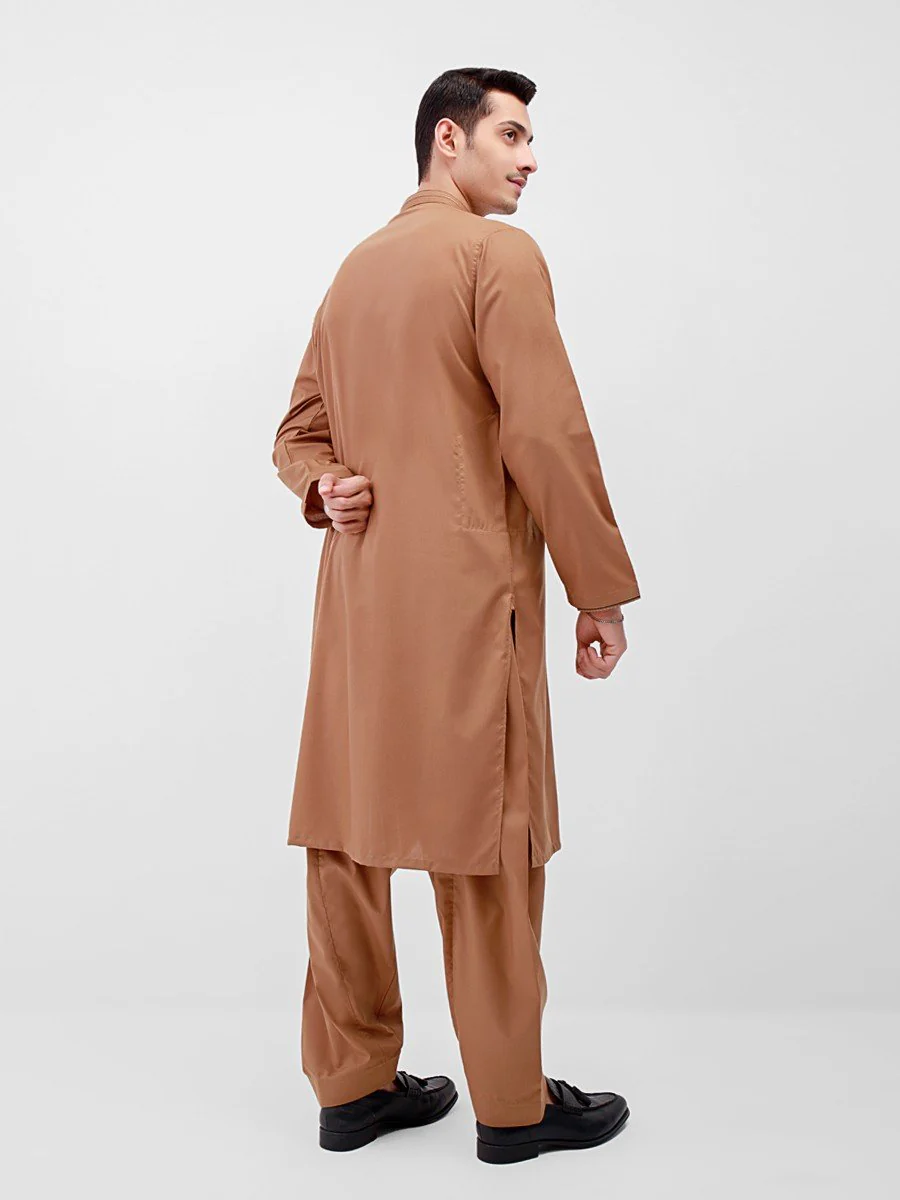 Men's Light Brown Shalwar Kameez - EMTSW22S-99171 - Image 4