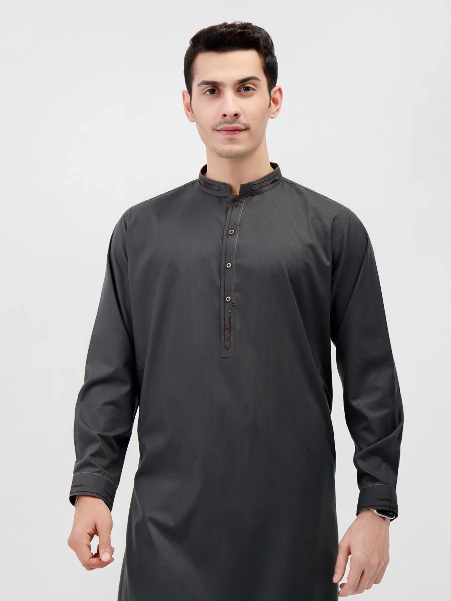 Men's Dark Green Shalwar Kameez - EMTSW22S-99172 - Image 2