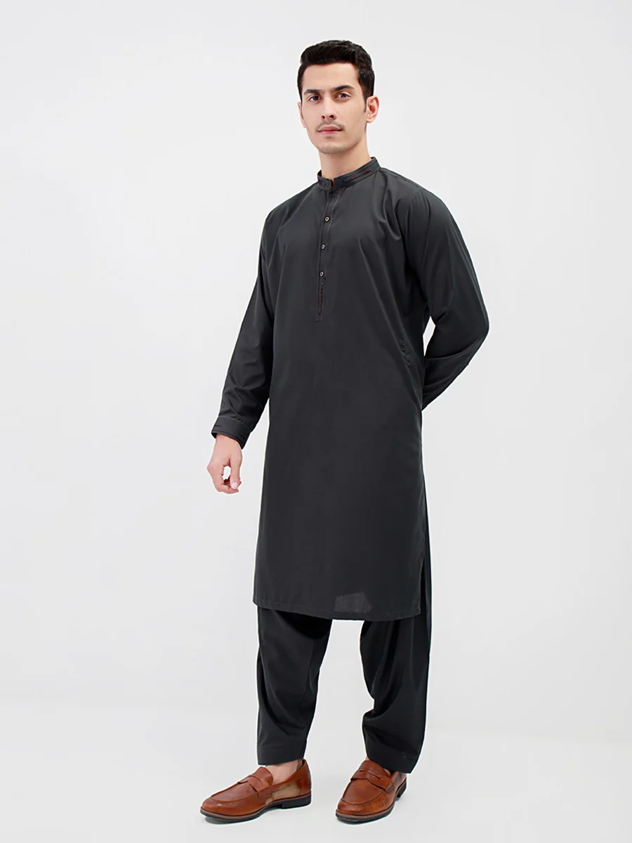Men's Dark Green Shalwar Kameez - EMTSW22S-99172 - Image 4