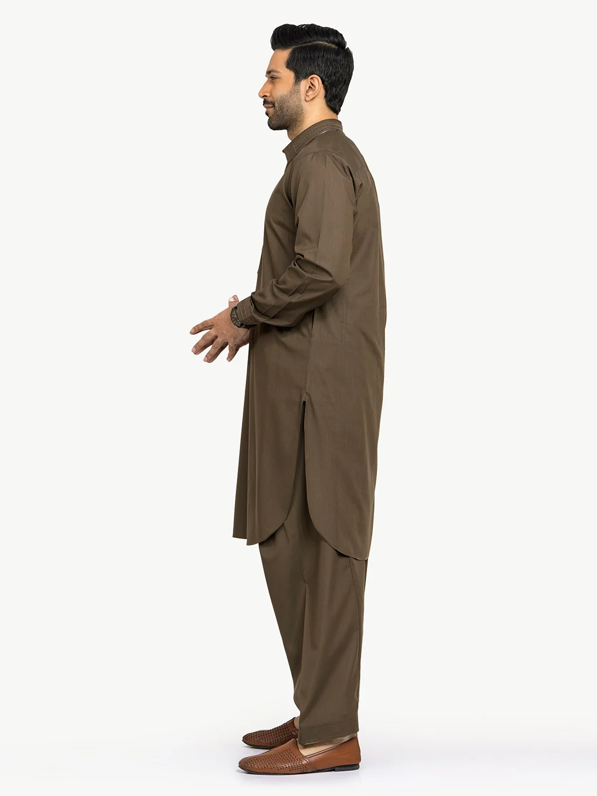 Men's Olive Shalwar Kameez - EMTSW22S-99173 - Image 3