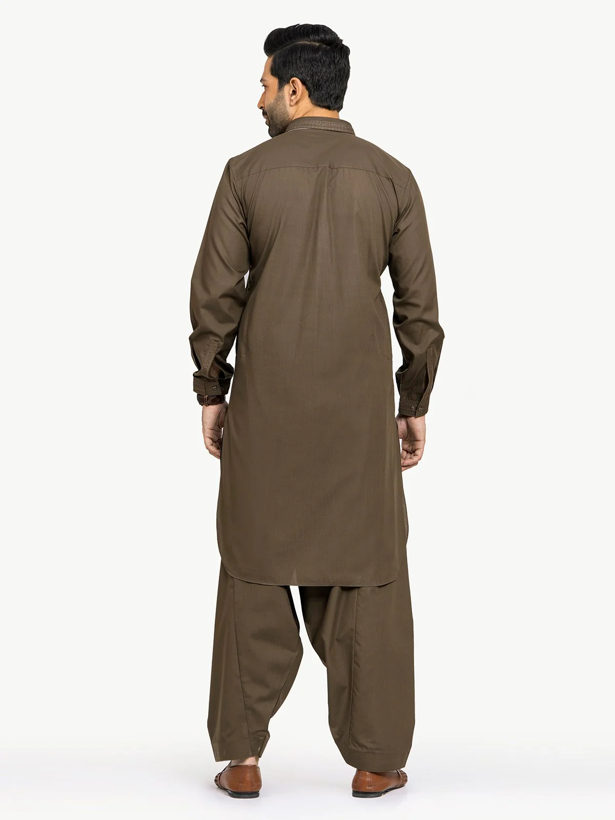 Men's Olive Shalwar Kameez - EMTSW22S-99173 - Image 4