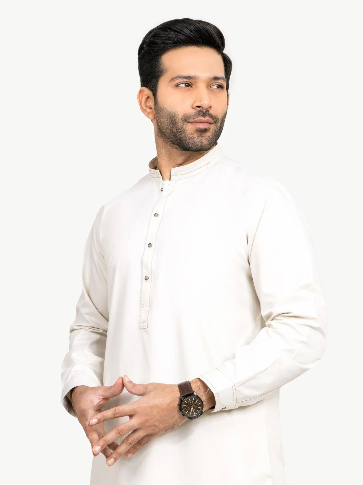 Men's Light Beige Shalwar Kameez - EMTSW22S-99176 - Image 2