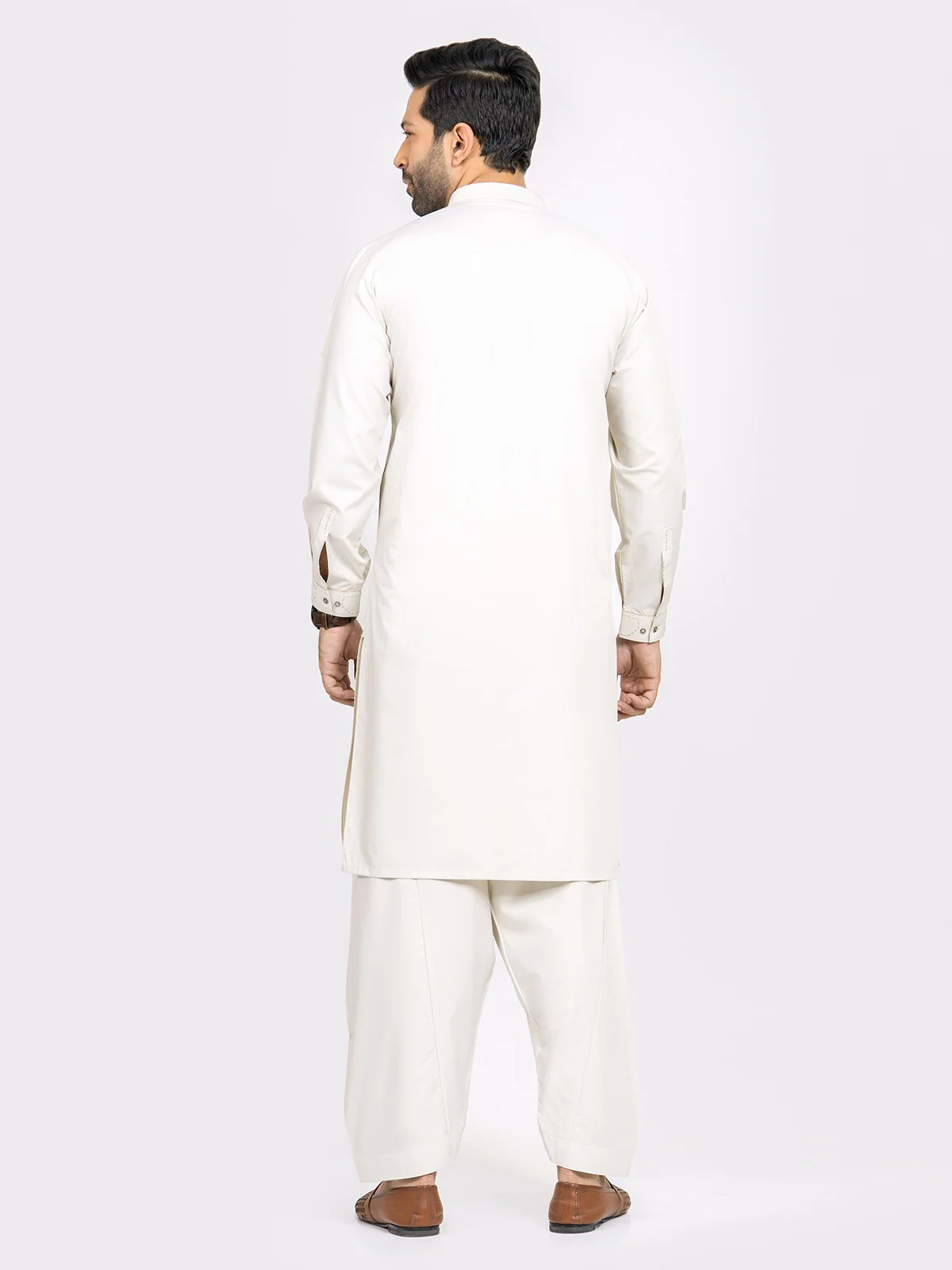 Men's Light Beige Shalwar Kameez - EMTSW22S-99176 - Image 5