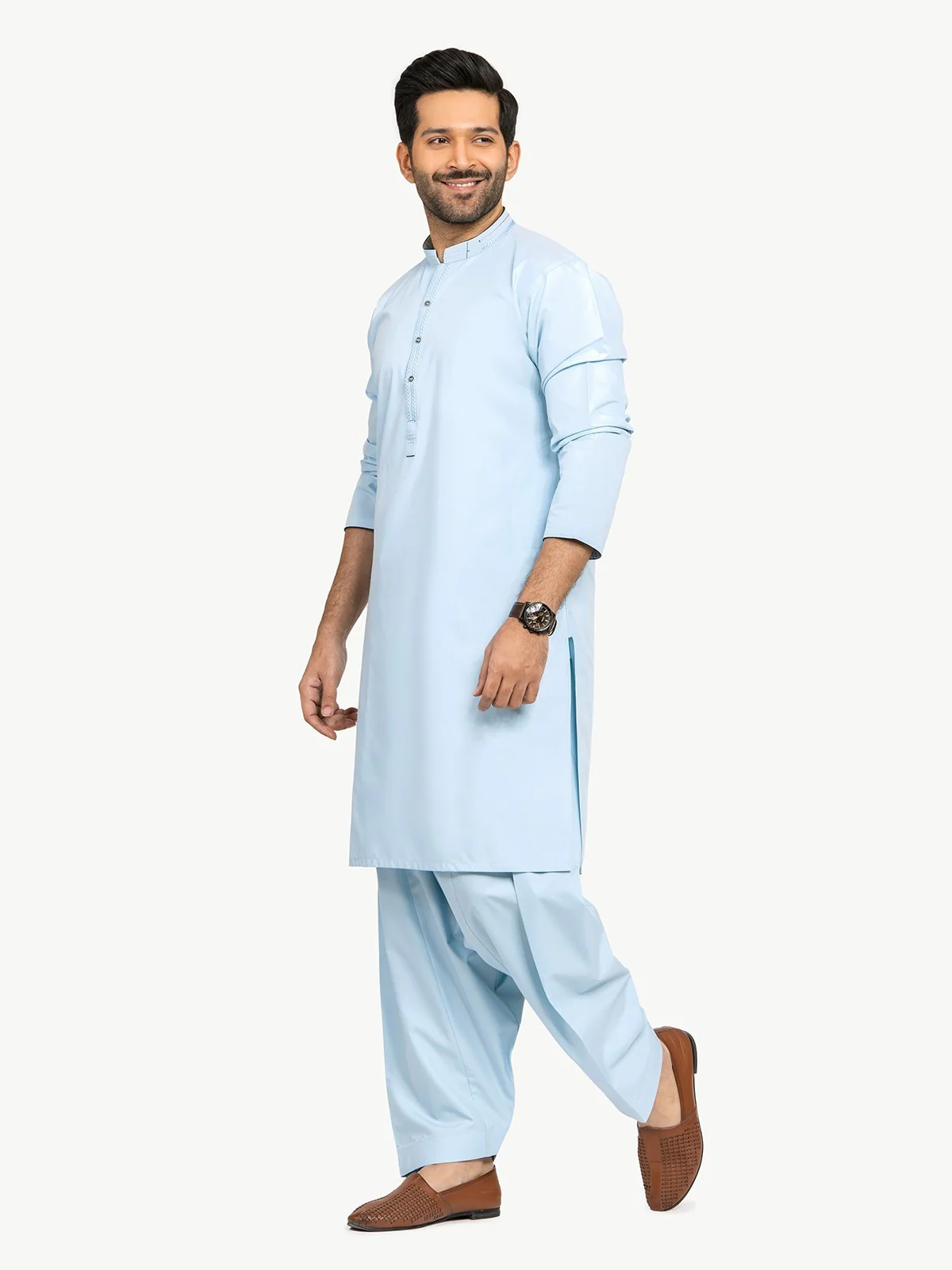 Men's Sky Blue Shalwar Kameez - EMTSW22S-99177 - Image 3