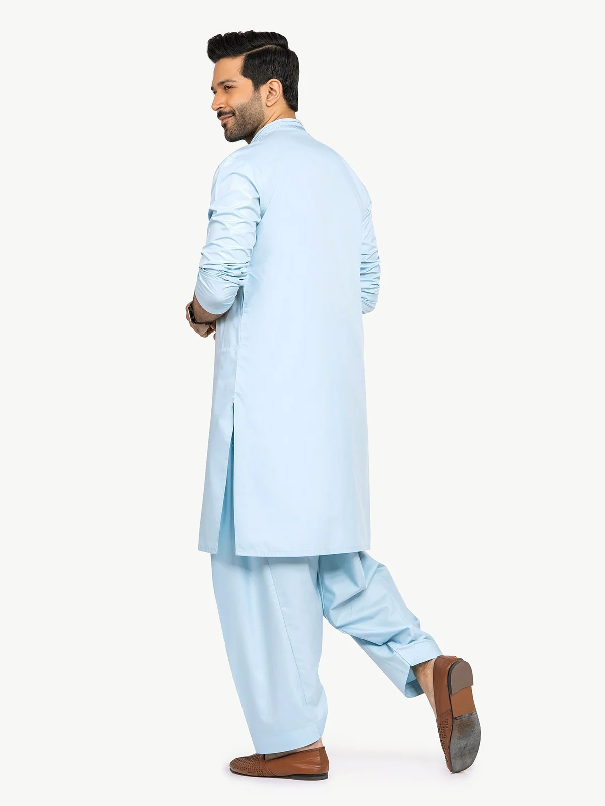 Men's Sky Blue Shalwar Kameez - EMTSW22S-99177 - Image 4