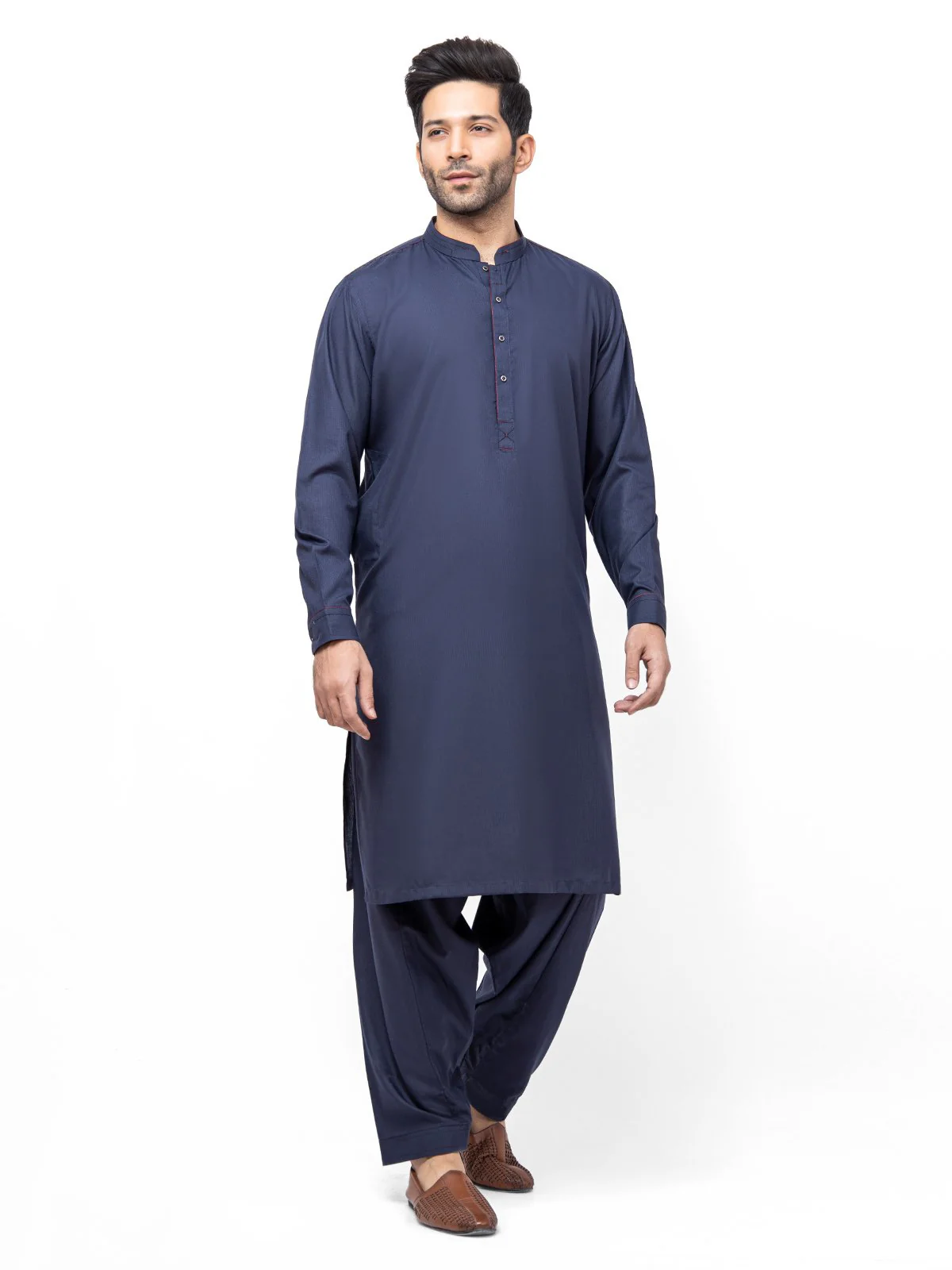 Men's Navy Blue Shalwar Kameez - EMTSW22S-99178 - Image 3