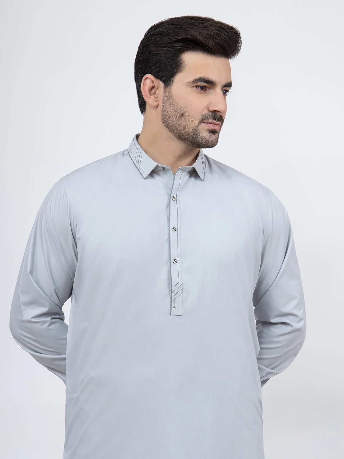 Men's Grey Shalwar Kameez - EMTSW22S-99180 - Image 2