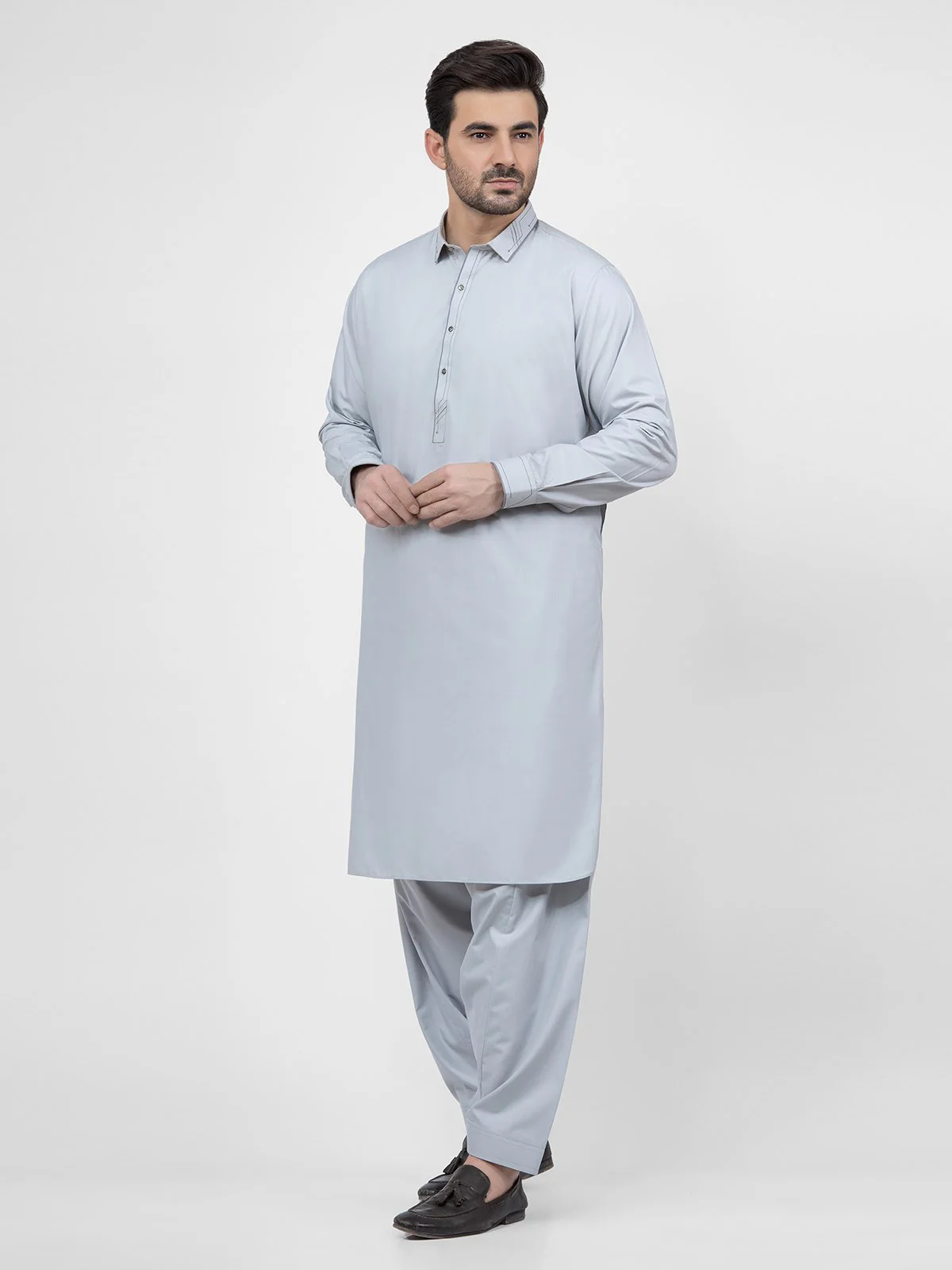 Men's Grey Shalwar Kameez - EMTSW22S-99180 - Image 3