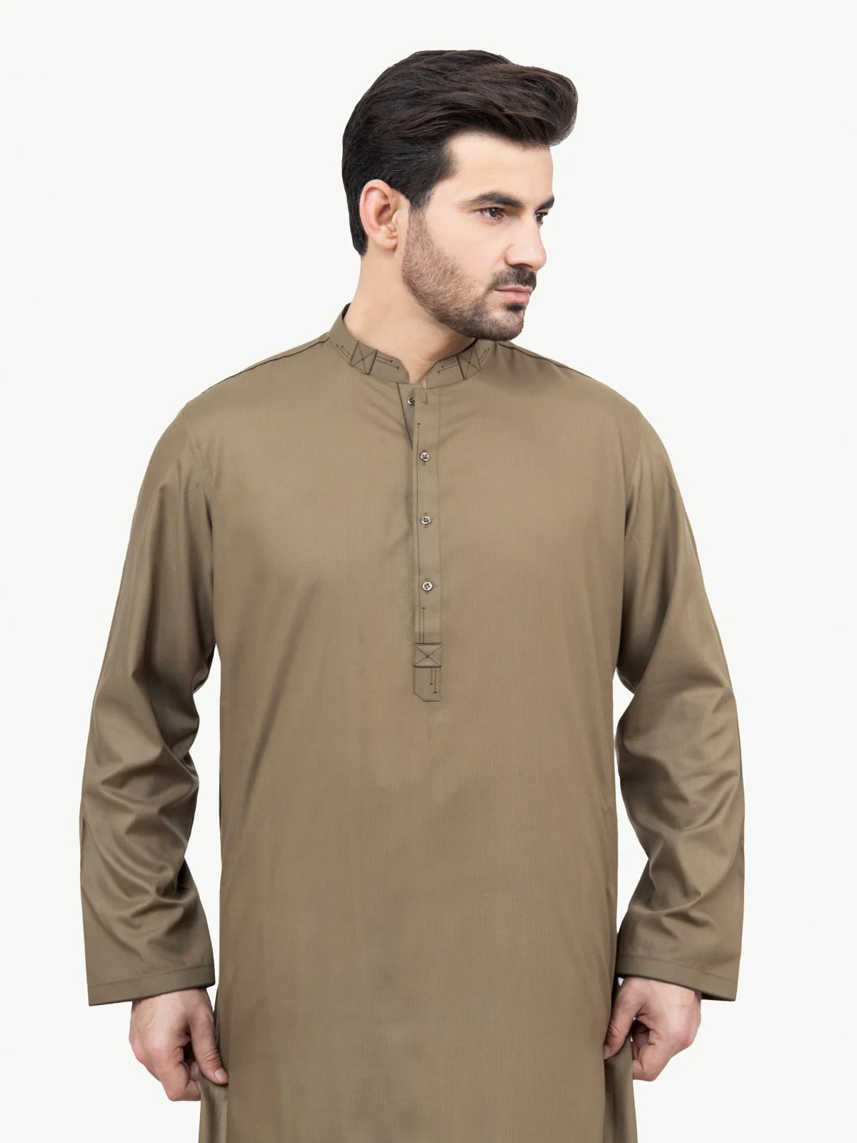 Men's Olive Shalwar Kameez - EMTSW22S-99181 - Image 2