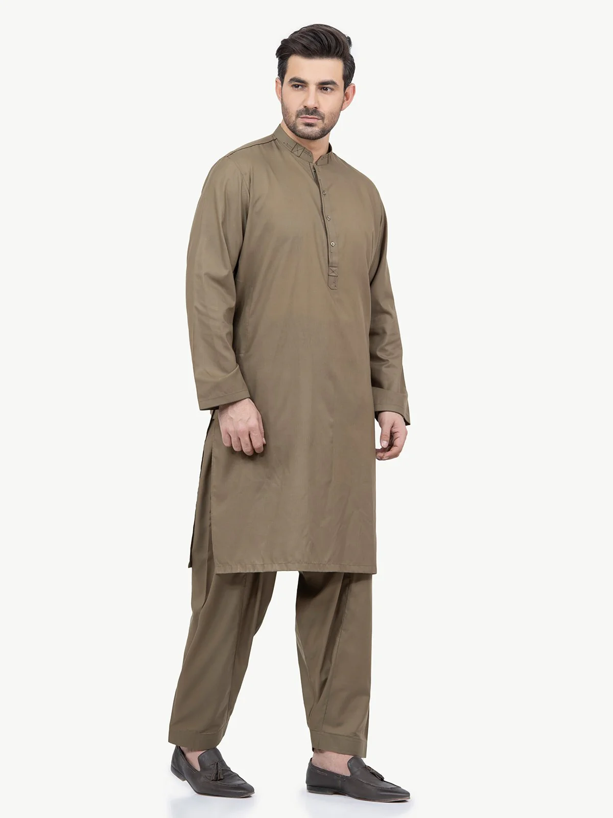 Men's Olive Shalwar Kameez - EMTSW22S-99181 - Image 3
