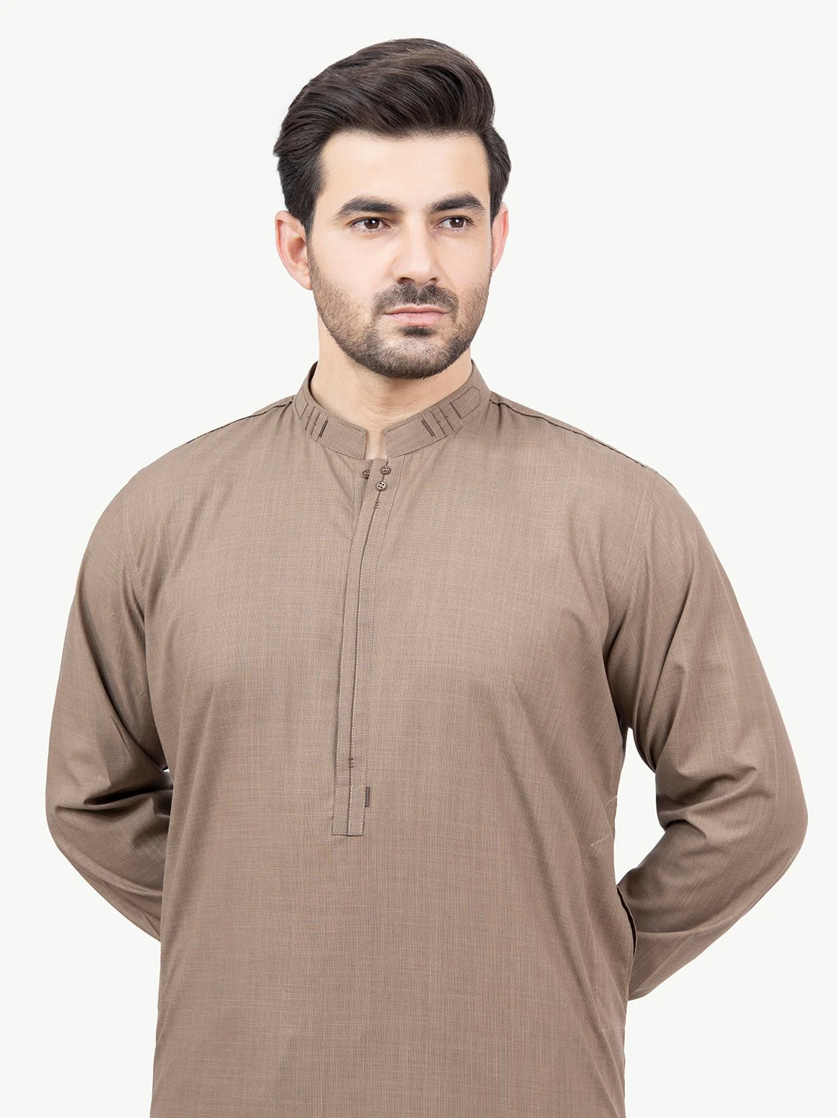 Men's Light Brown Shalwar Kameez - EMTSW22S-99182 - Image 3