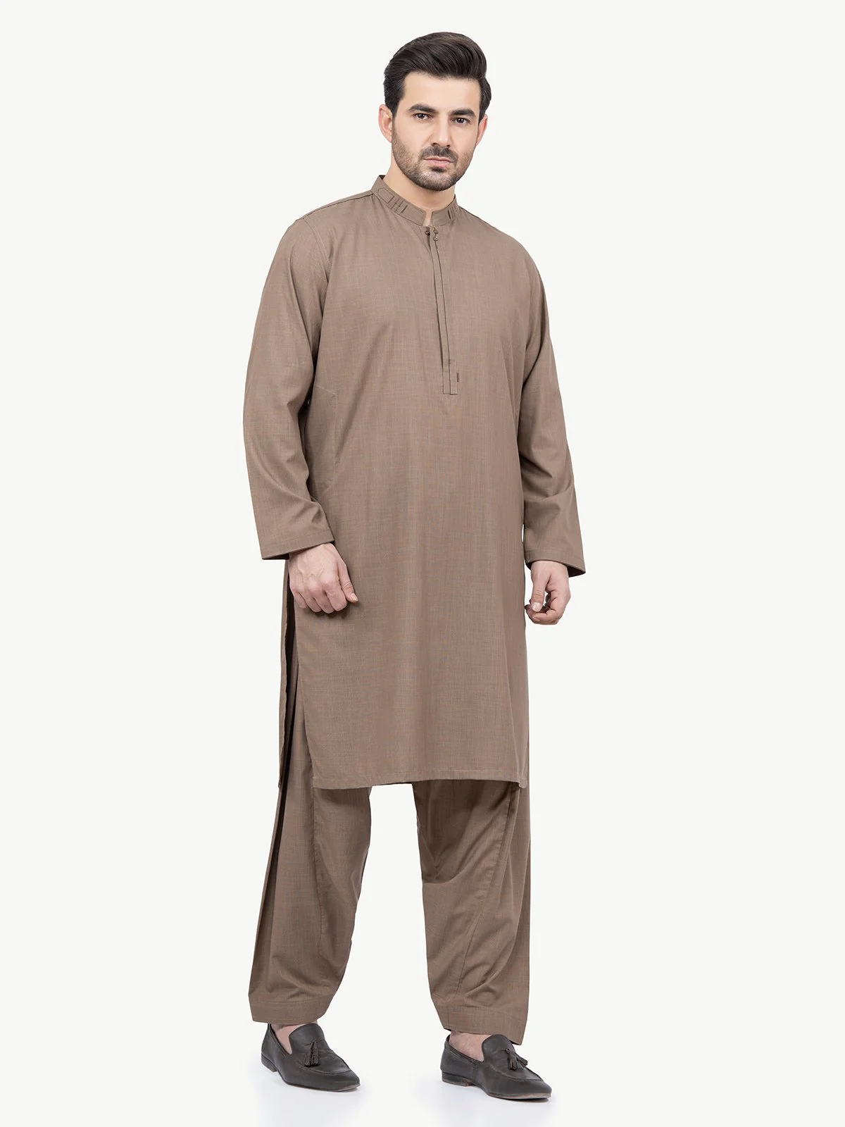 Men's Light Brown Shalwar Kameez - EMTSW22S-99182 - Image 4