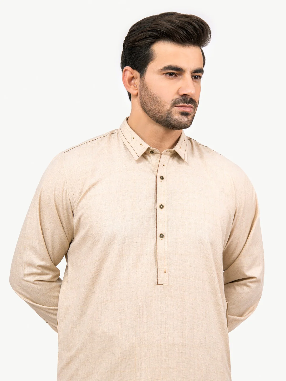 Men's Beige Shalwar Kameez - EMTSW22S-99184 - Image 2