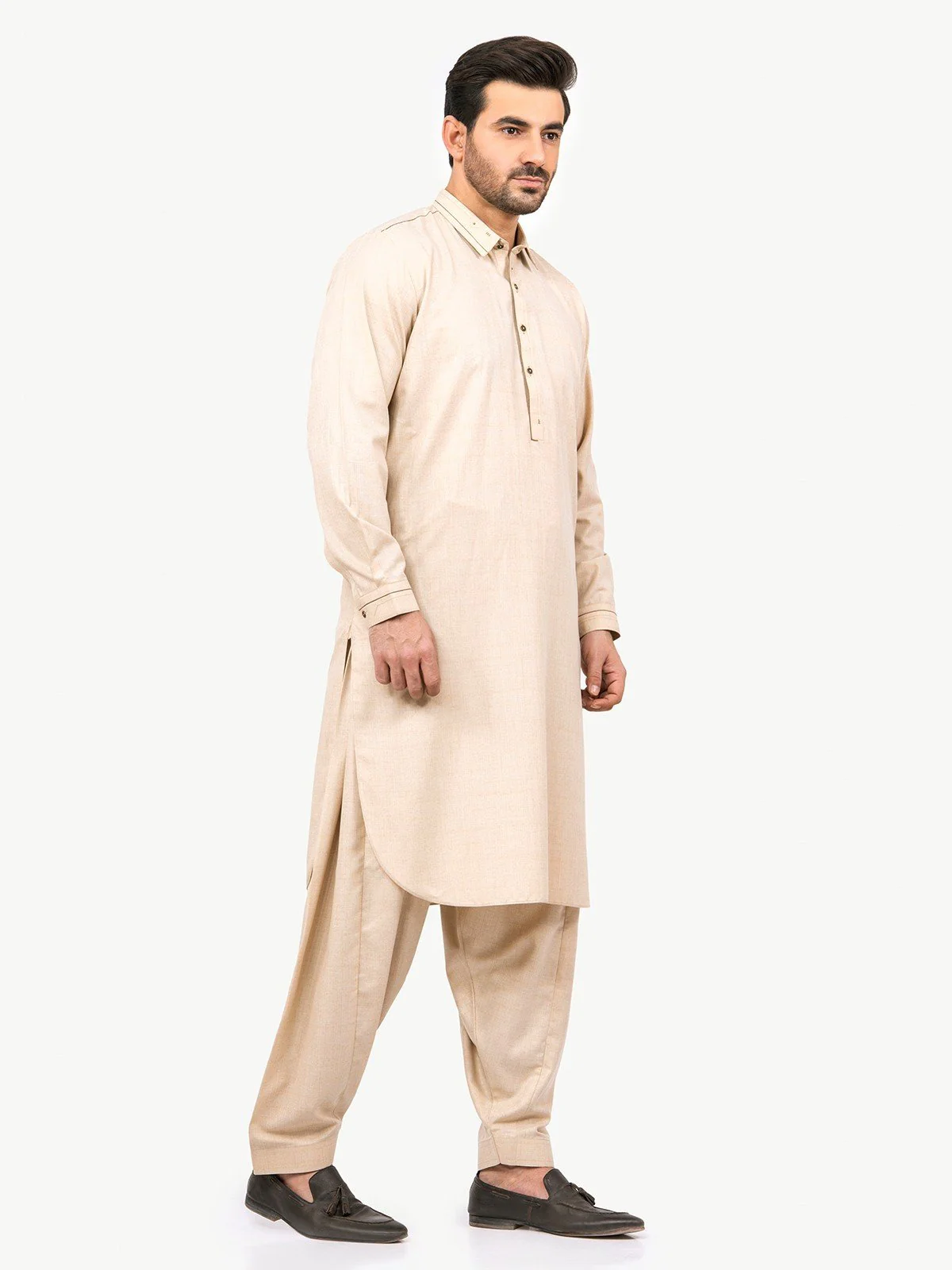 Men's Beige Shalwar Kameez - EMTSW22S-99184 - Image 3
