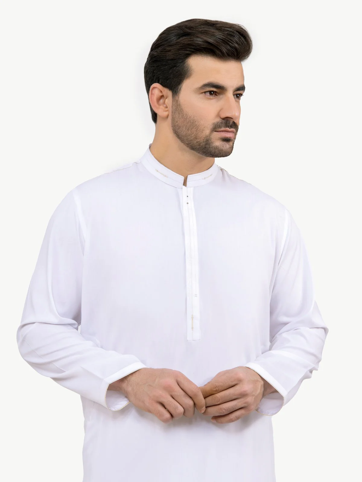 Men's White Shalwar Kameez - EMTSW22S-99185 - Image 2