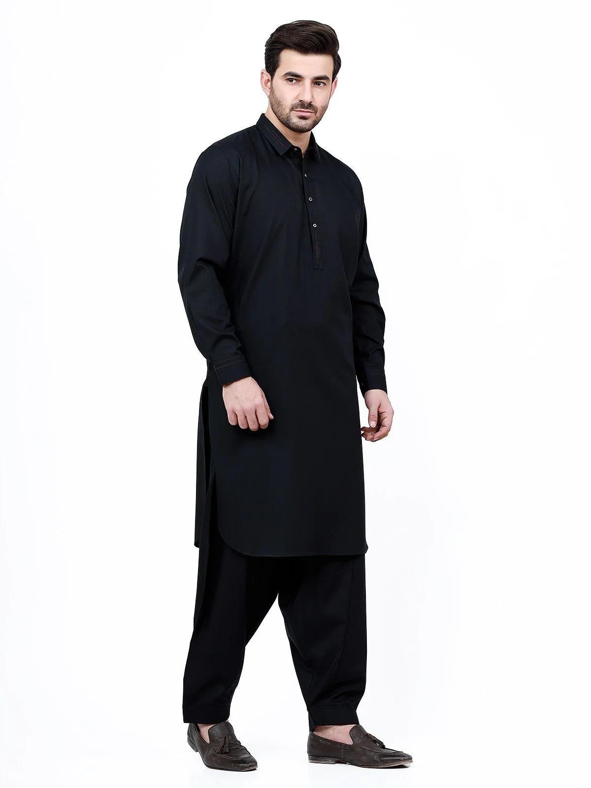 Men's Black Shalwar Kameez - EMTSW22S-99186 - Image 2