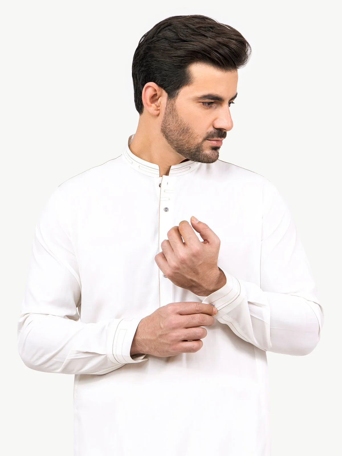 Men's Off White Shalwar Kameez - EMTSW22S-99188 - Image 2