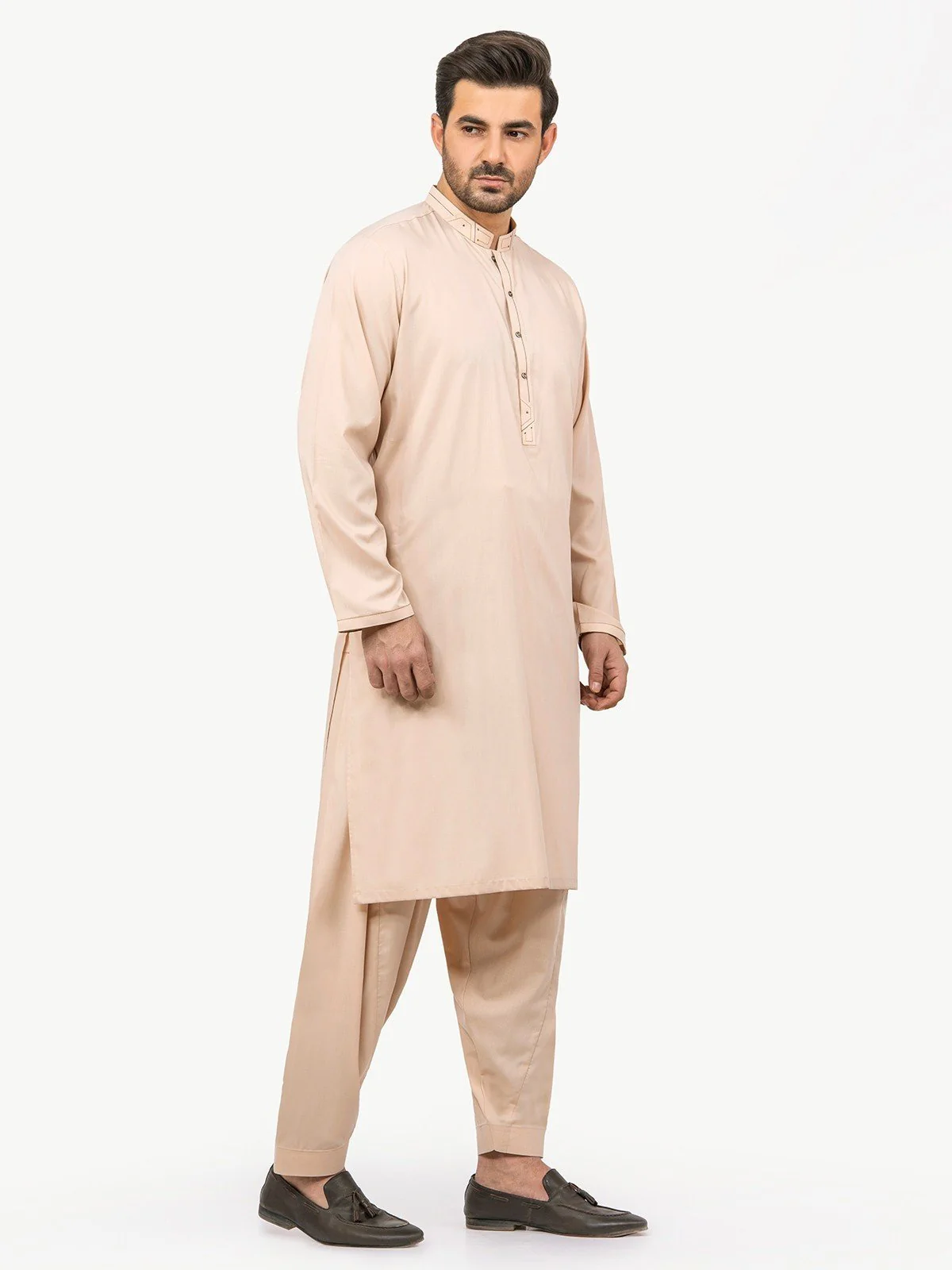 Men's Light Peach Shalwar Kameez - EMTSW22S-99189 - Image 3