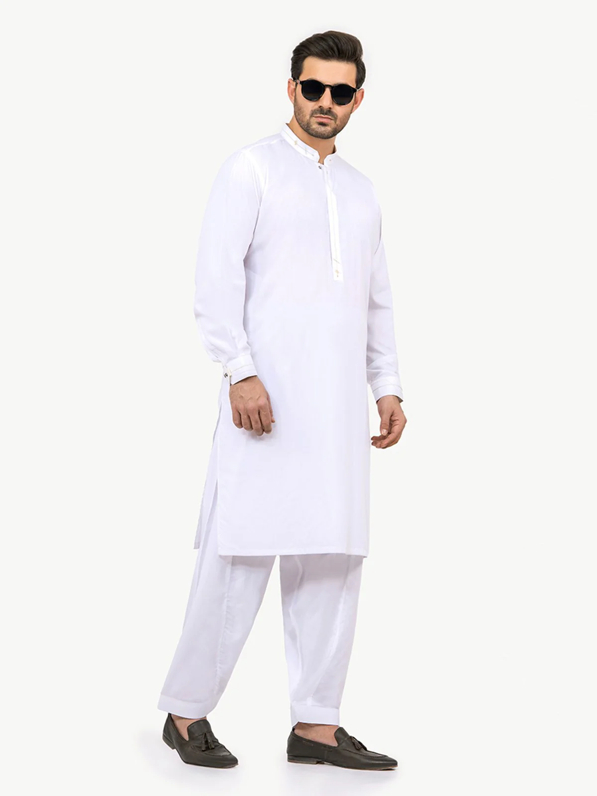 Men's White Shalwar Kameez - EMTSW22S-99191 - Image 3