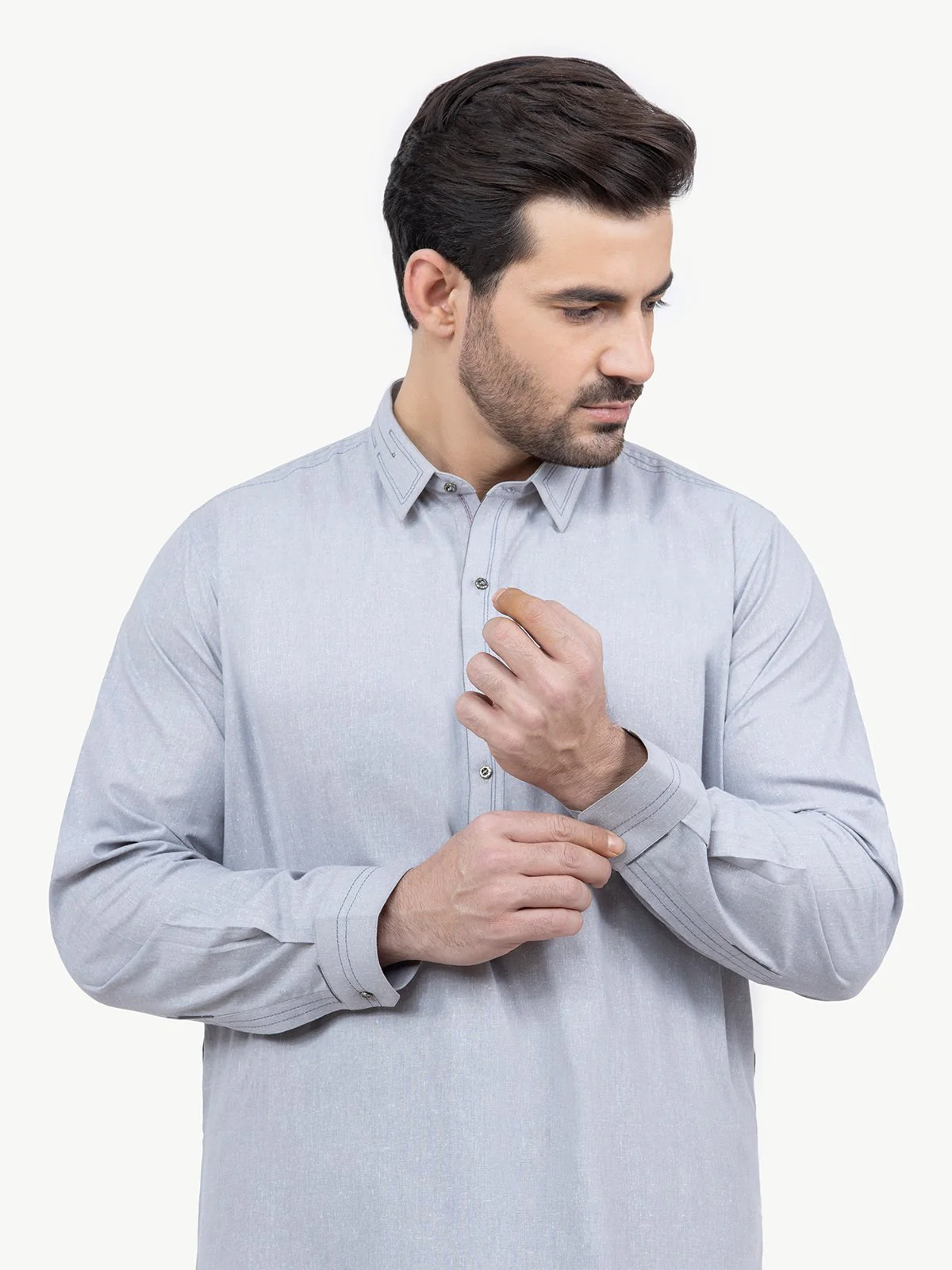 Men's Grey Shalwar Kameez - EMTSW22S-99192 - Image 2