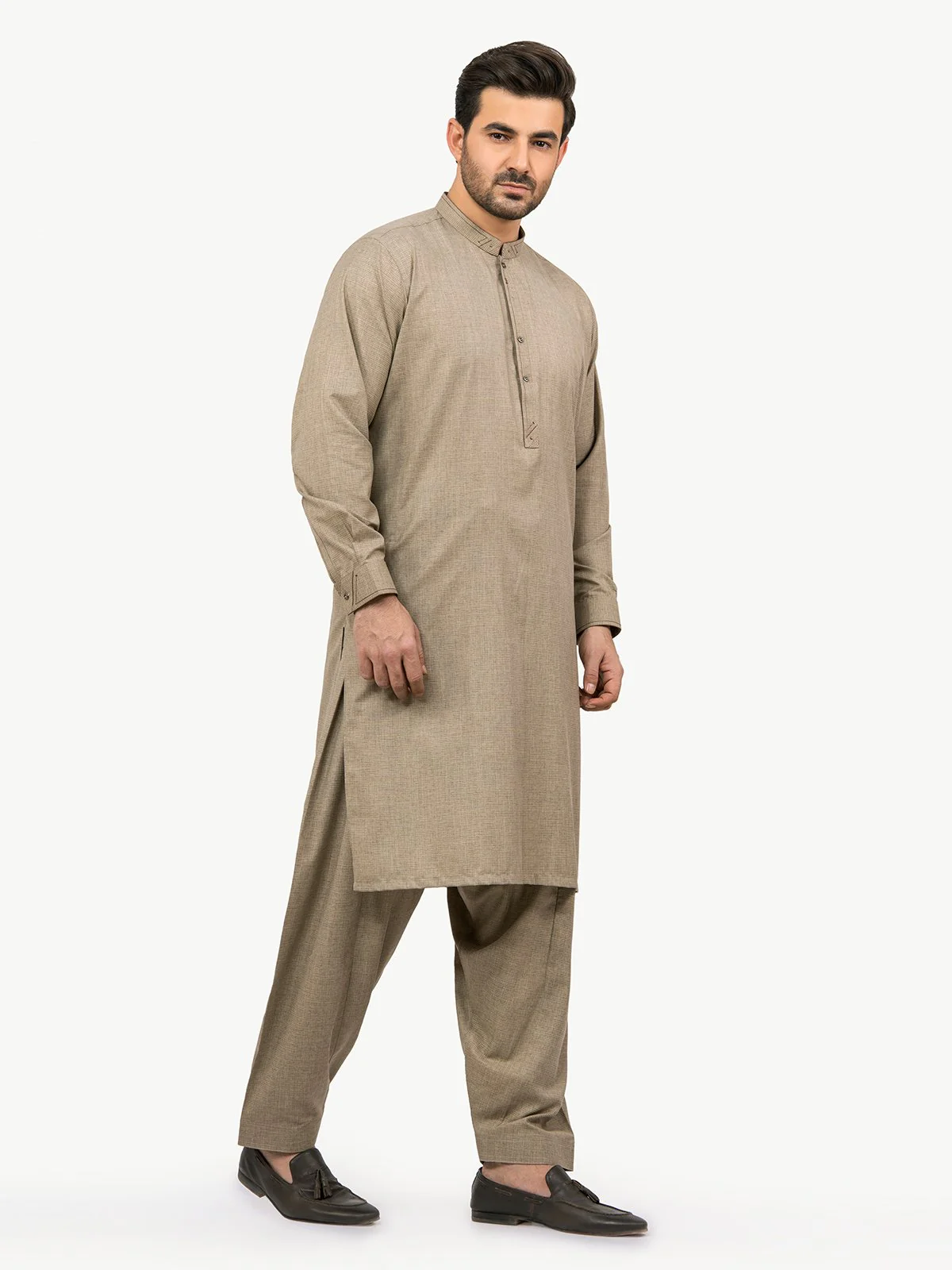 Men's Beige Shalwar Kameez - EMTSW22S-99193 - Image 3