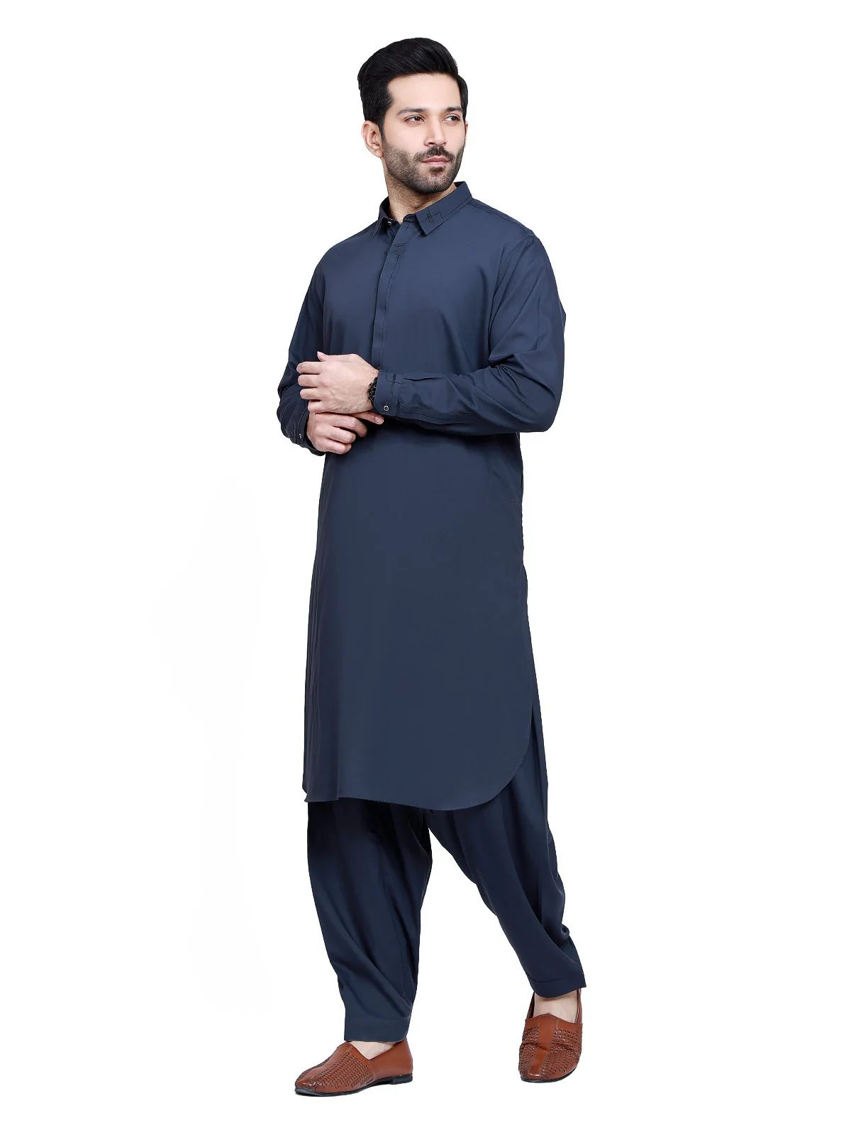 Men's Navy Shalwar Kameez - EMTSW22S-99198 - Image 3