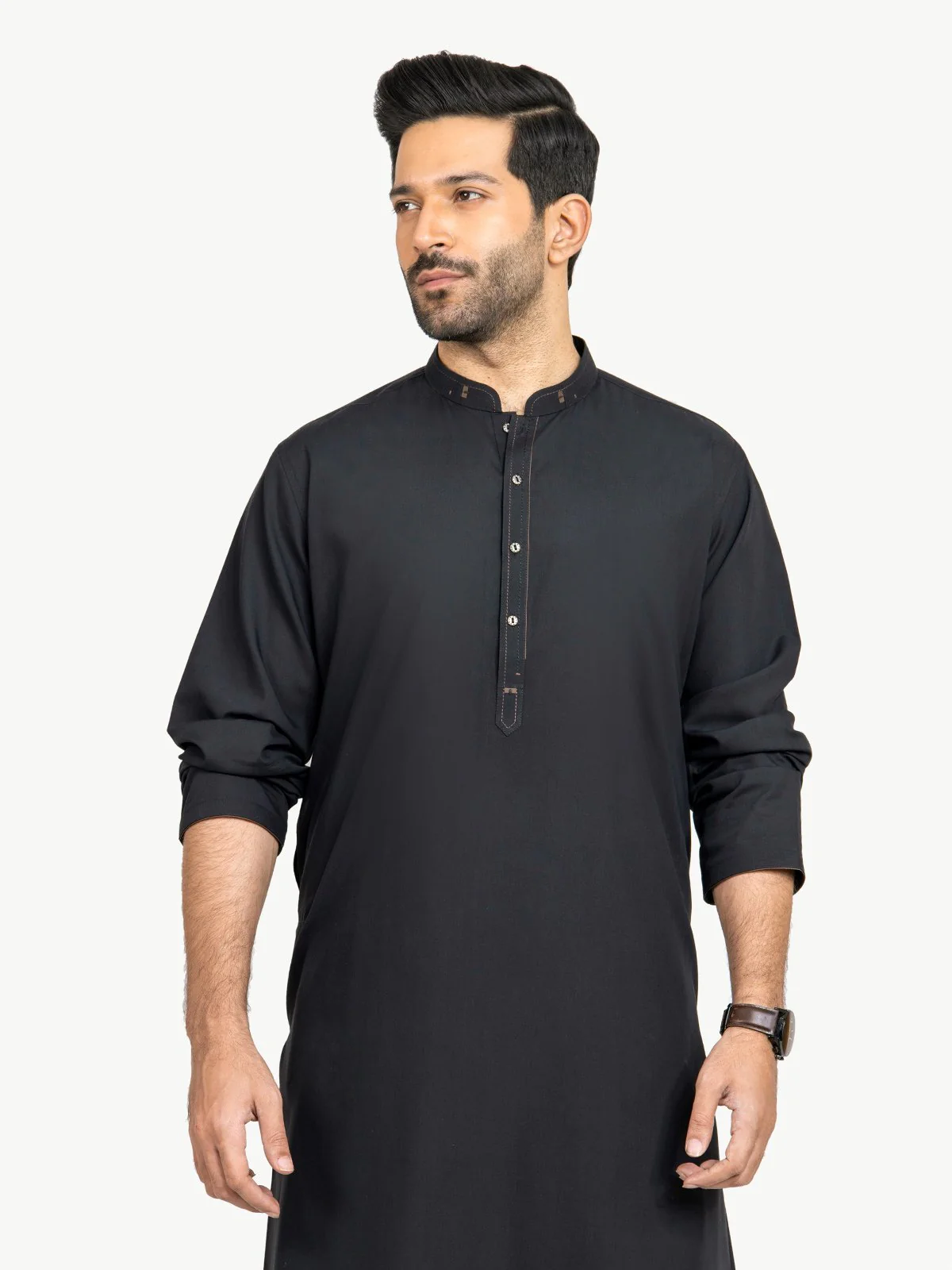 Men's Black Shalwar Kameez - EMTSW22S-99202 - Image 2