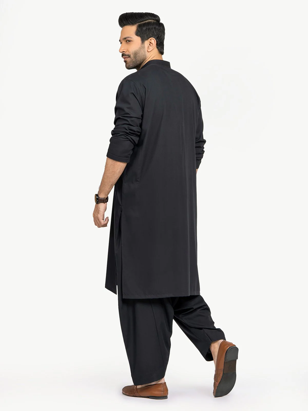 Men's Black Shalwar Kameez - EMTSW22S-99202 - Image 4