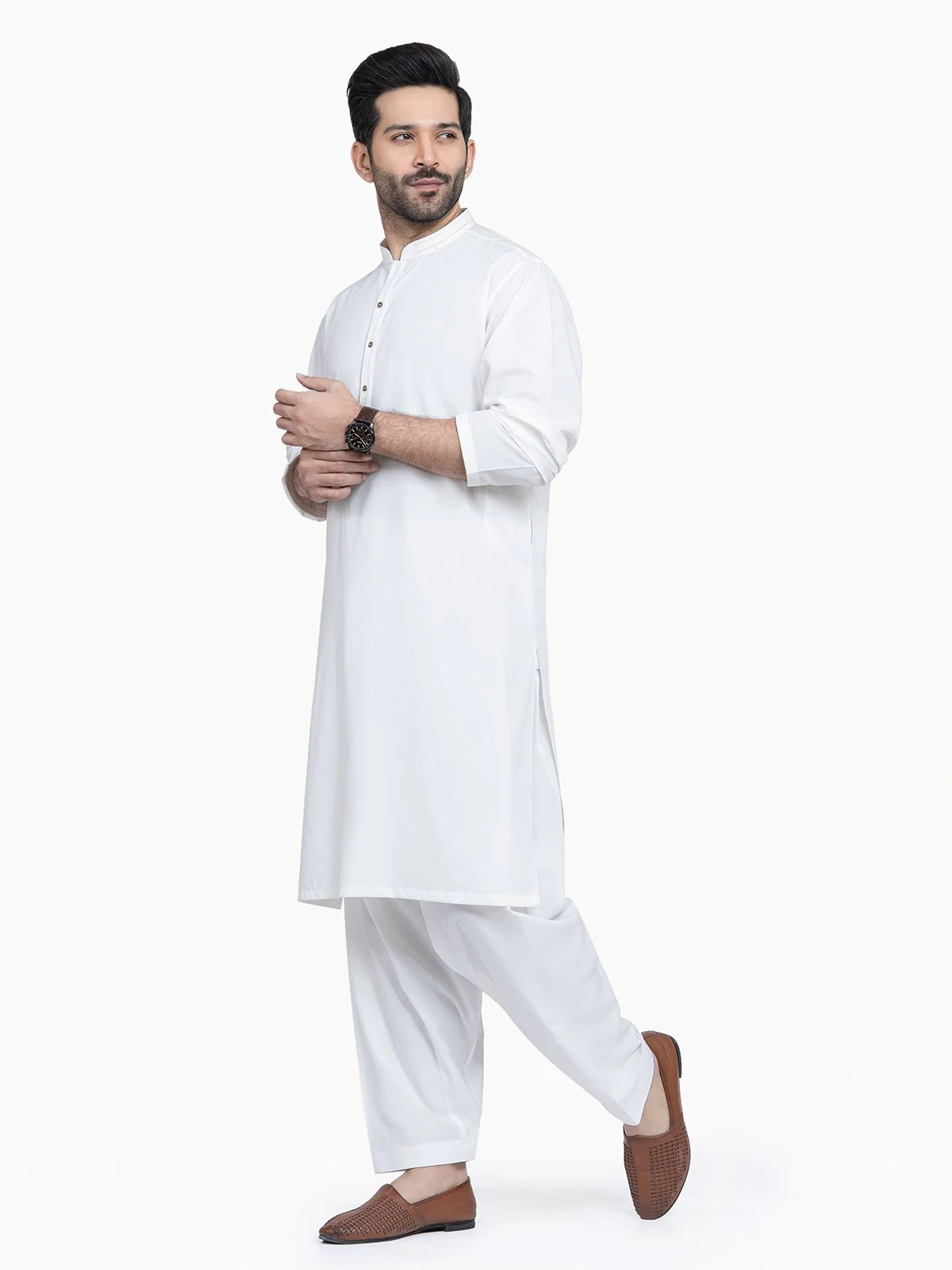 Men's Off White Shalwar Kameez - EMTSW22S-99203 - Image 2