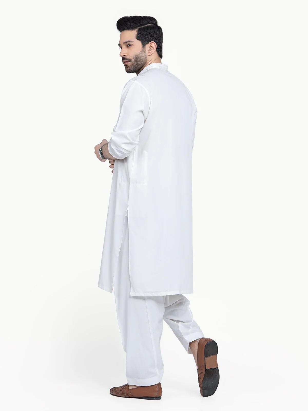 Men's Off White Shalwar Kameez - EMTSW22S-99203 - Image 5