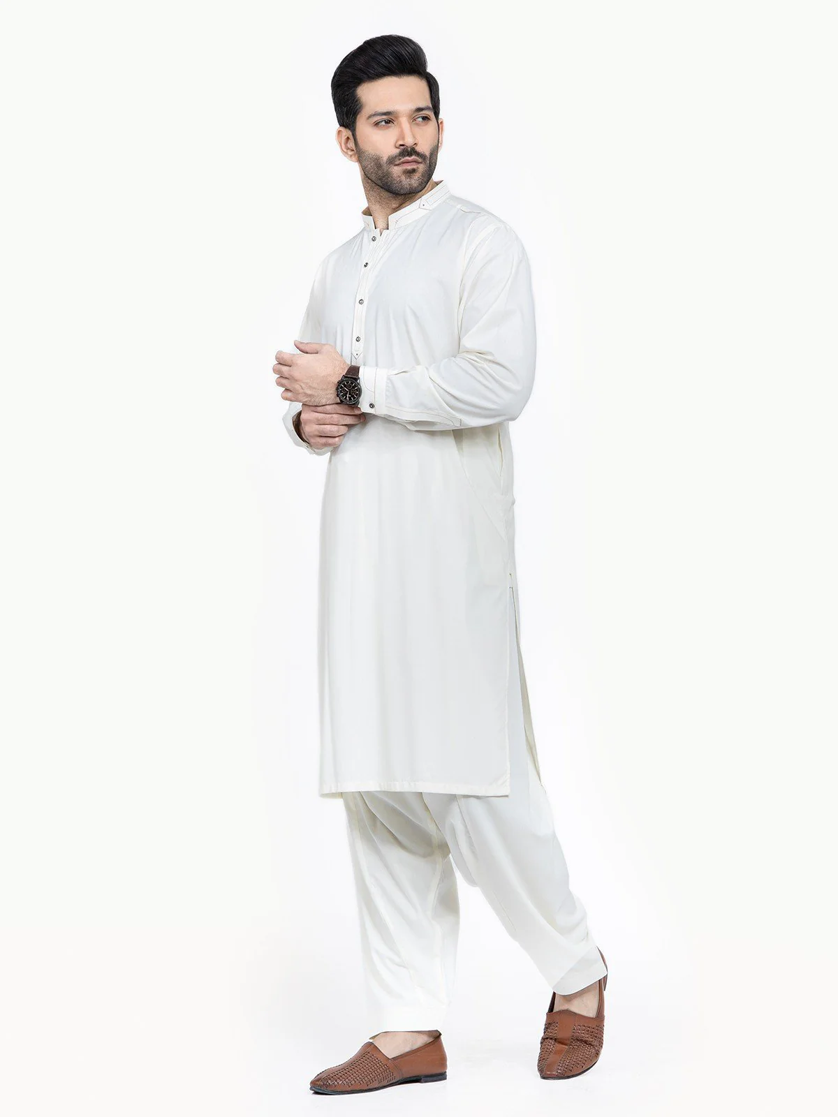 Men's Cream Shalwar Kameez - EMTSW22S-99204 - Image 2