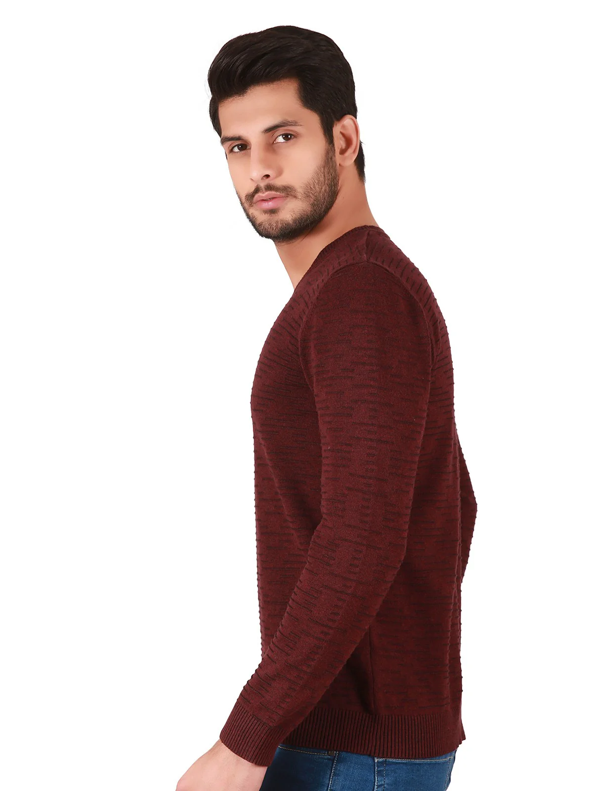 Men's Burgundy Sweater - EMTSWT19-011 - Image 2