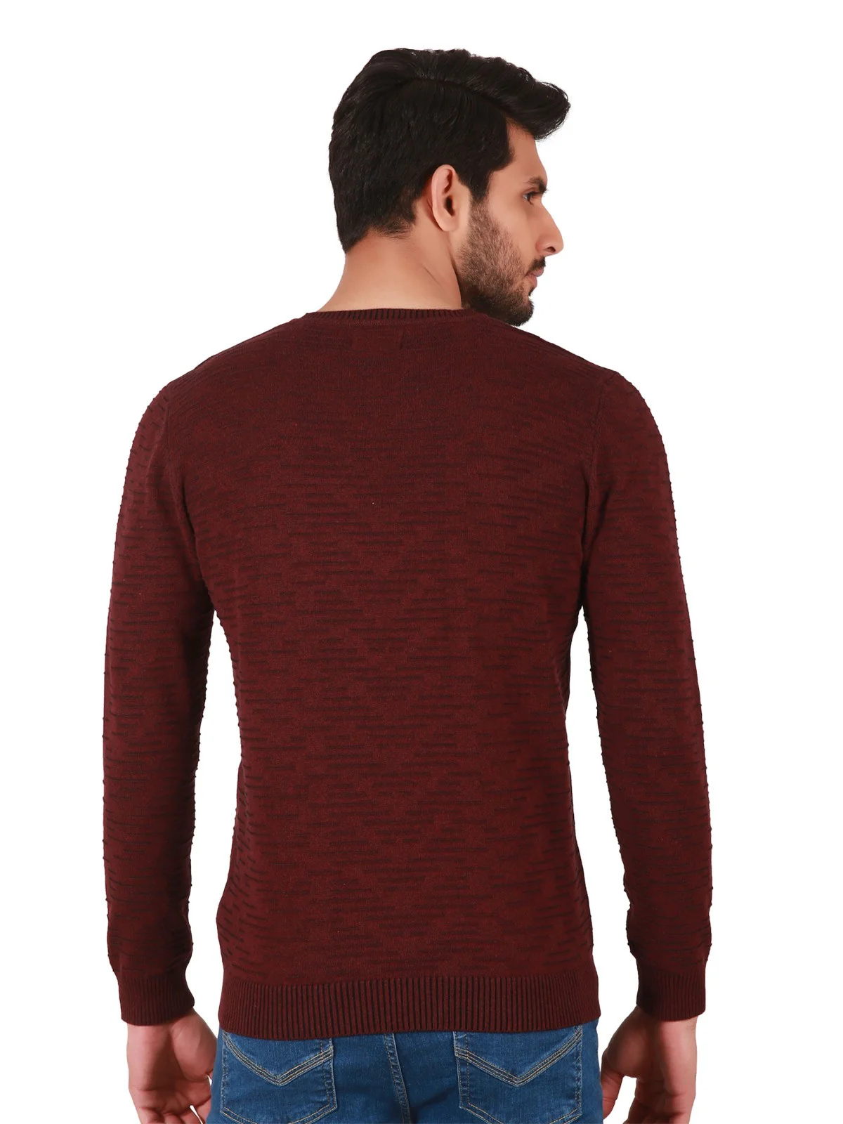 Men's Burgundy Sweater - EMTSWT19-011 - Image 3