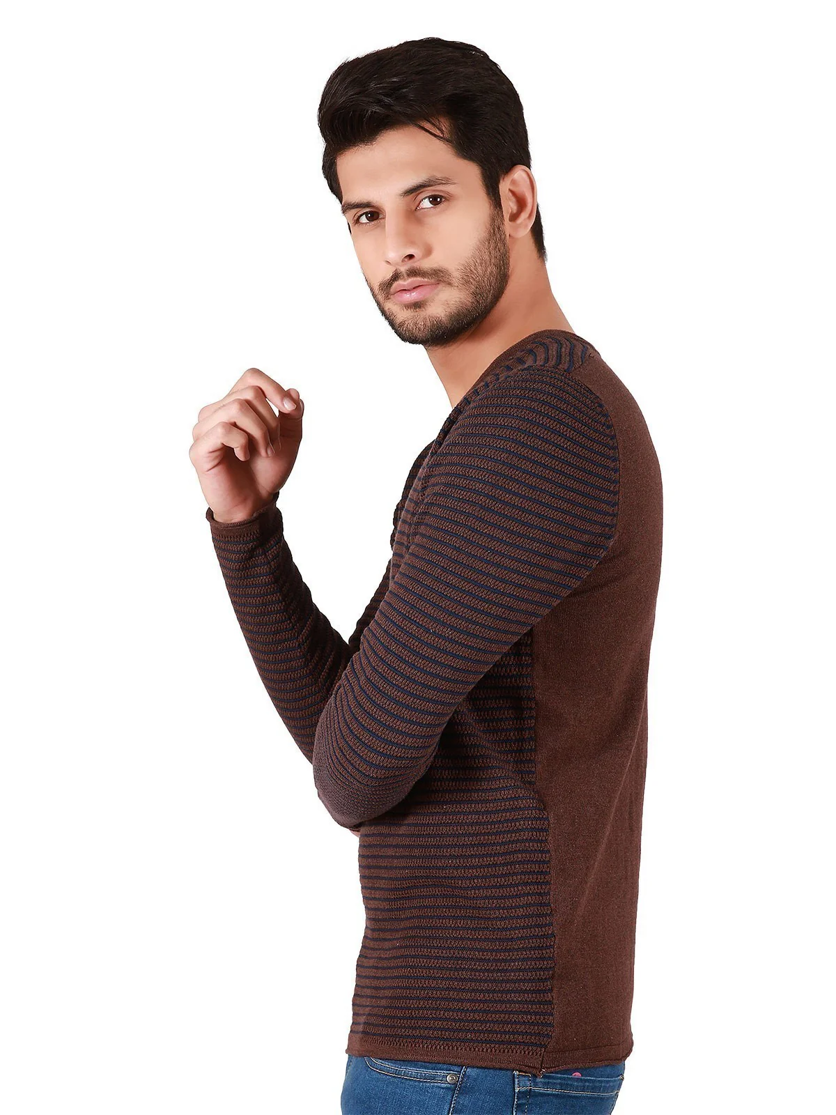 Men's Coffee Brown Sweater - EMTSWT19-015 - Image 2