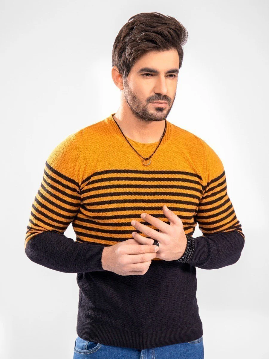 Men's Mustard Brown Sweater - EMTSWT20-003 - Image 2