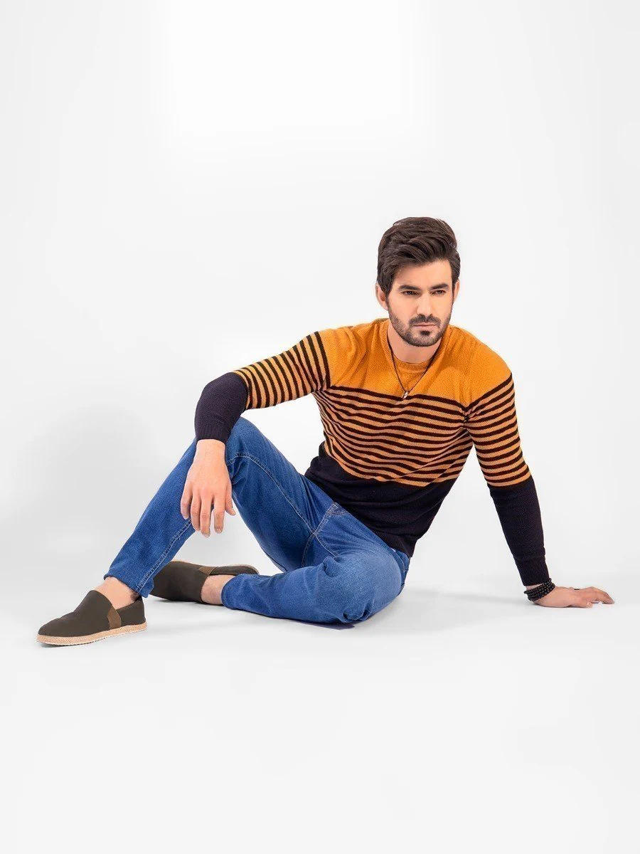 Men's Mustard Brown Sweater - EMTSWT20-003 - Image 3