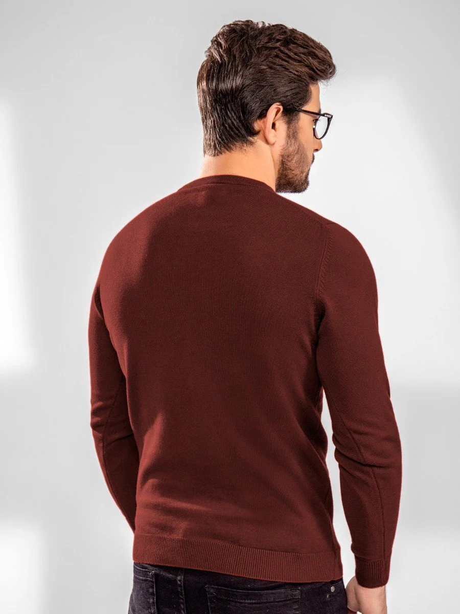 Men's Deep Maroon Sweater - EMTSWT20-007 - Image 4