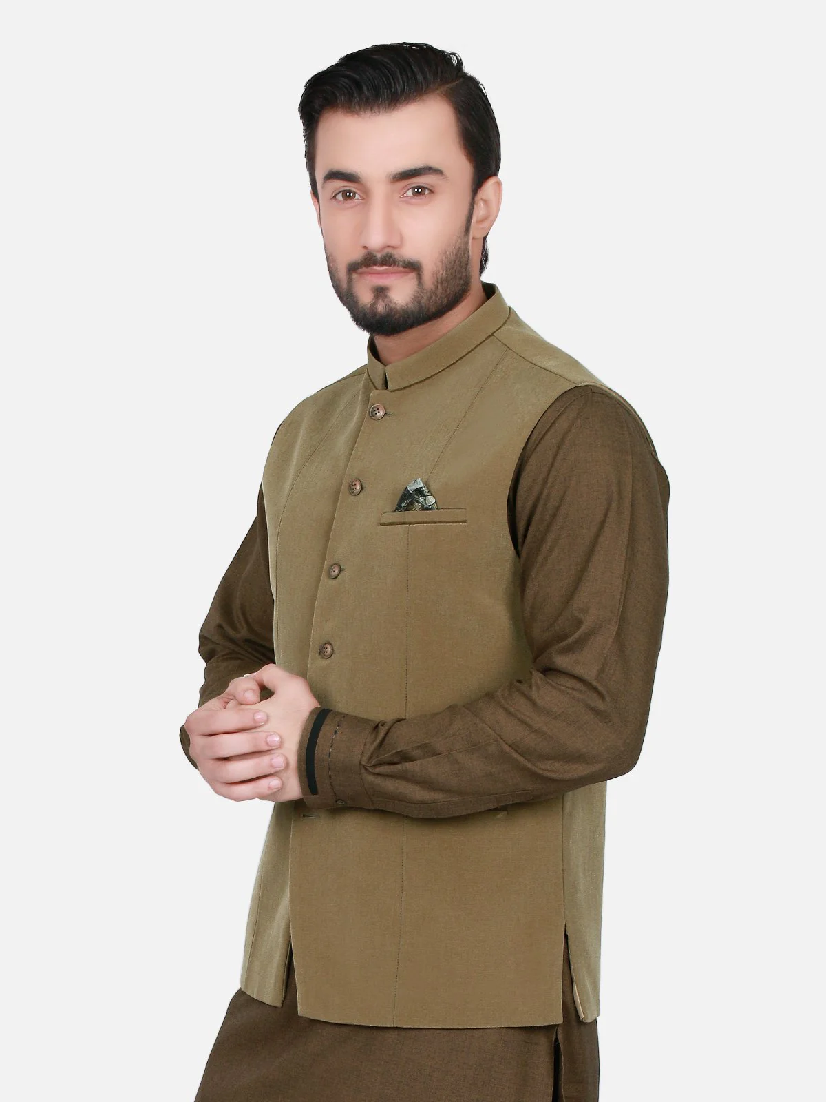 Men's Olive Waist Coat - EMTWC17-35610 - Image 2