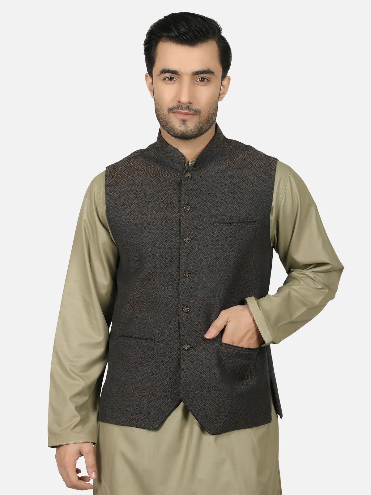Men's Dark Green Waist Coat - EMTWC18-35601