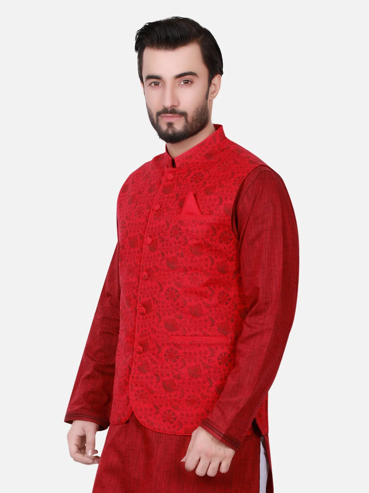 Men's Dark Pink Waist Coat - EMTWC18-35609